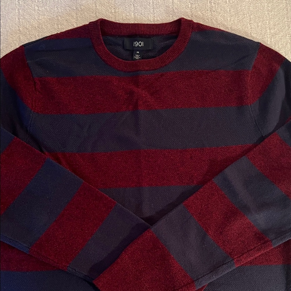 1901 Men's Crewneck Sweater - Burgundy and Navy